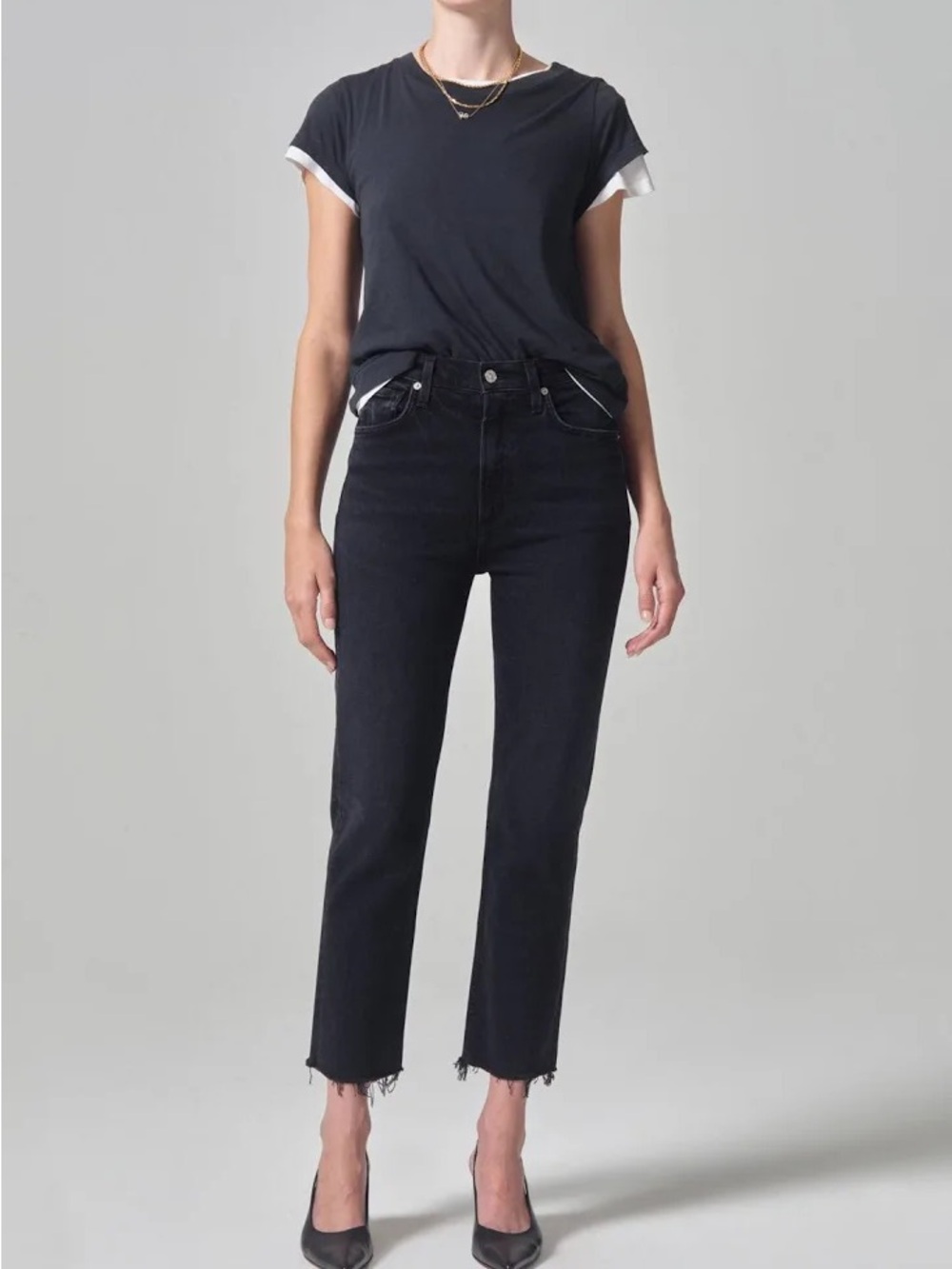 Citizens Of Humanity Black Cropped Straight Jeans